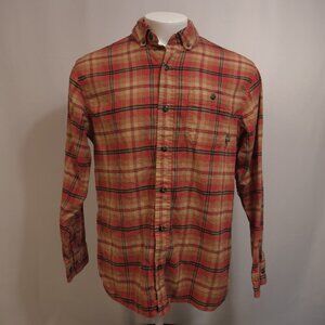 Duck Camp Plaid Flannel Long Sleeve Large Orange Stretch Button Down Gorpcore